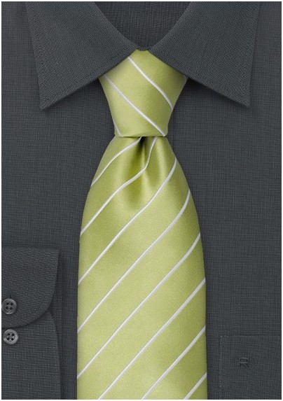 Green neckties - Striped, lime green necktie