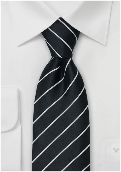Formal Silk Ties - Black & Silver necktie