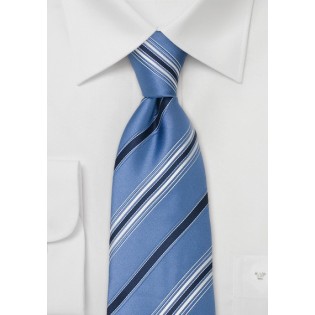 Blue Silk Neck Ties - Blue Striped Tie by Cavallieri