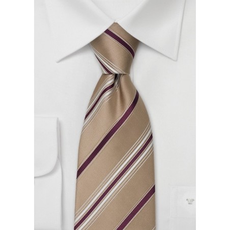 Tan Designer Ties - Striped Necktie by Cavallieri