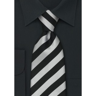 Striped Neckties - Black and grey striped silk tie