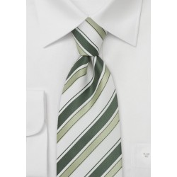 Modern Silk Tie in Green and White