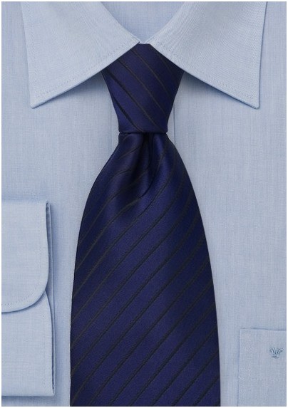 Sapphire Blue and Black Striped Tie