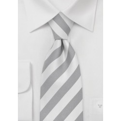 Mens Tie in Silver and White