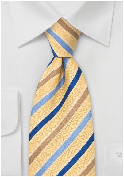 Golden-Yellow and Blue Designer Tie