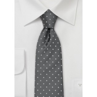 Grey and White Polka Dot Tie - Mens-Ties.com