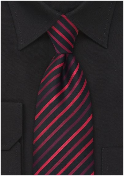 XL Striped Tie in Black and Red
