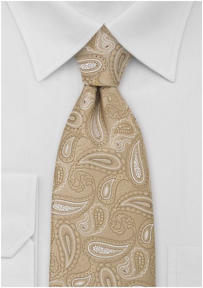 Golden Tan Paisley Necktie