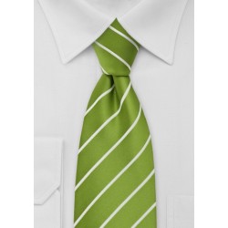 Chartreuse Green Striped Necktie