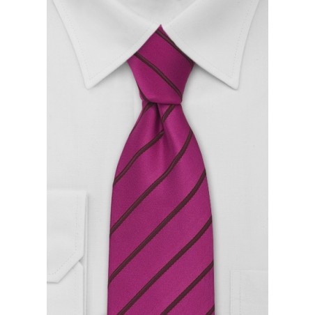 Hot Magenta Striped Mens Tie