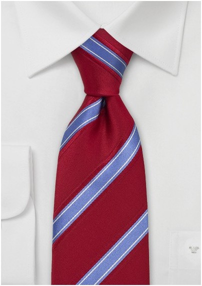 Striped Silk Tie in Red and Bright Blue