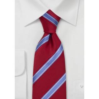 Striped Silk Tie in Red and Bright Blue