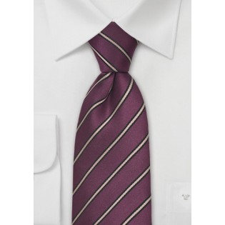 Wine Red Tie with Tan Stripes