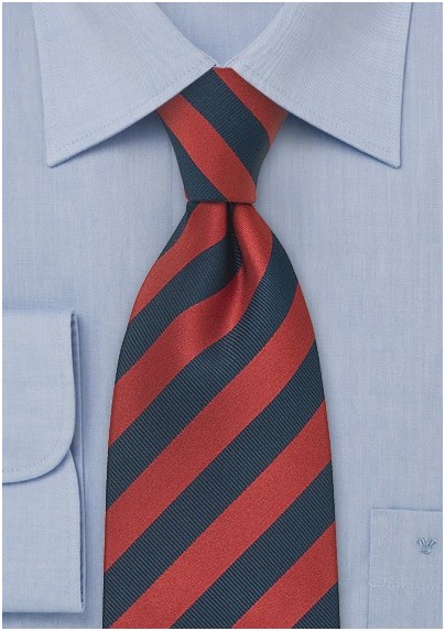 Navy Red Striped XL Necktie