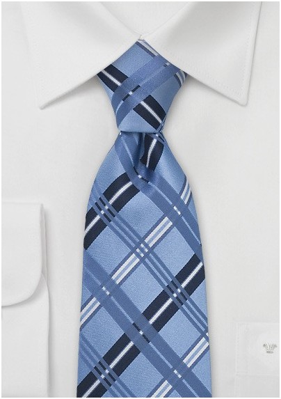 Light Blue Check Pattern Tie