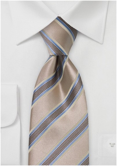 Camel Brown and Blue Striped Tie