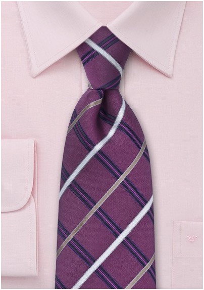 Purple Checkered Necktie