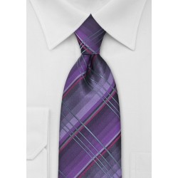 Purple and Gray Checkered Tie