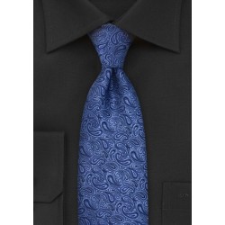 Steel Blue Paisley Silk Tie