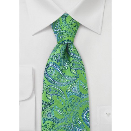 Trendy Green Blue Paisley Tie