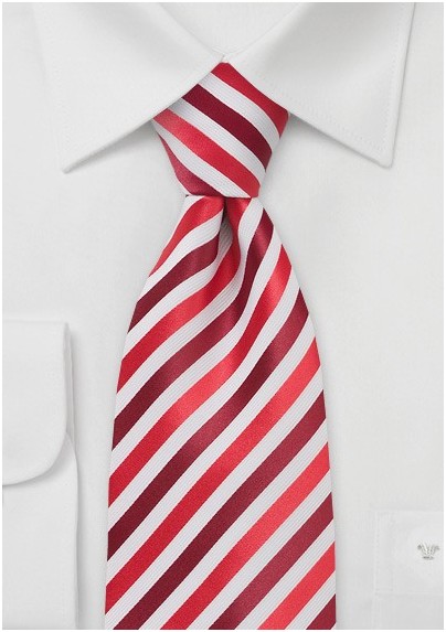 Trendy Red and White Striped Tie