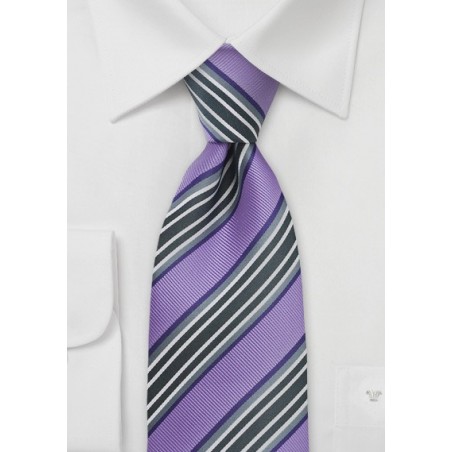 Lilac and Gray Striped Tie