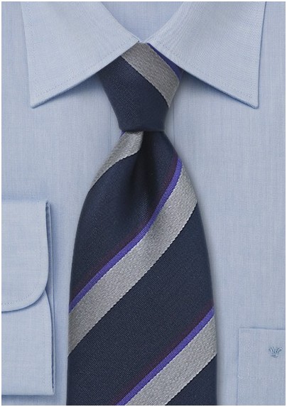 Midnight Blue Striped Necktie