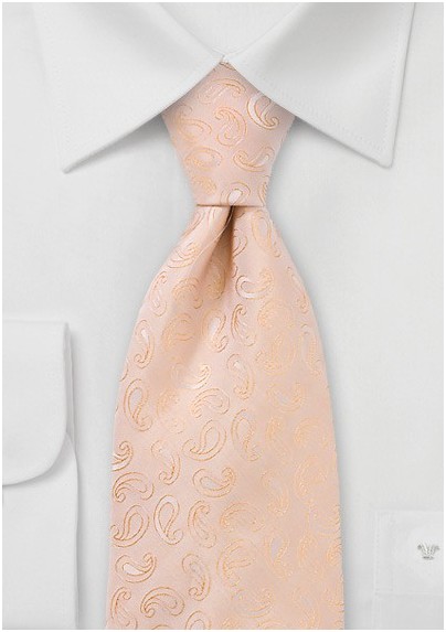 Pastel Peach Paisley Tie