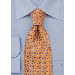 Tangerine with Blossom Print Tie