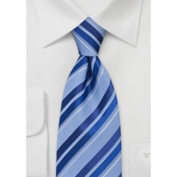 Marine and Pool Blue Striped Tie