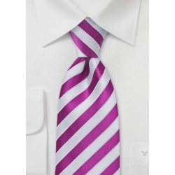 Hot Pink and White Silk Tie