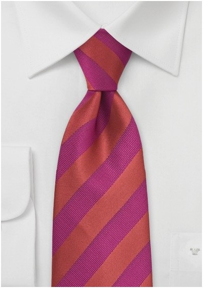 Red and Magenta Striped tie