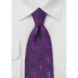 Tonal Purple Tie with Paisley Print