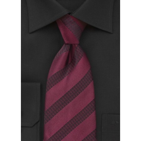 Striped Tie in Burgundy and Black