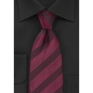 Striped Tie in Burgundy and Black