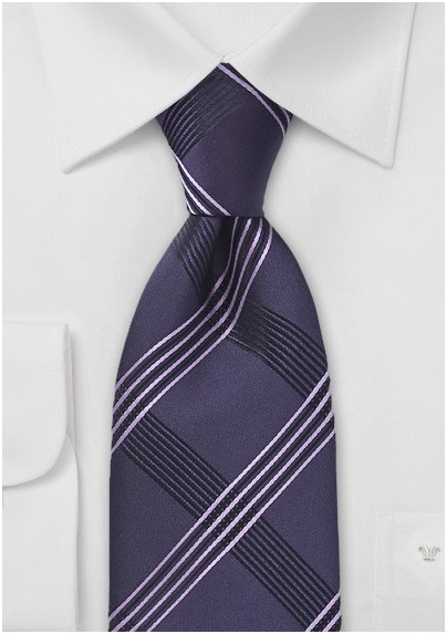 Modern Striped Purple Tie