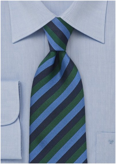 Striped Tie in Blue and Green