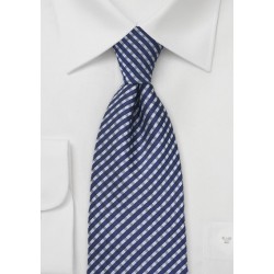 Plaid Tie in Navy and Silver