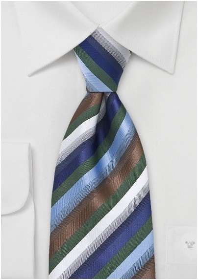 Multi Color Asymmetrical Striped Tie