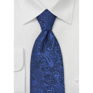 Dark Pacific Blue Paisley Tie