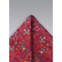 Modern Red Paisely Pocket Square