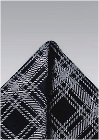 Black and Graphite Pocket Square