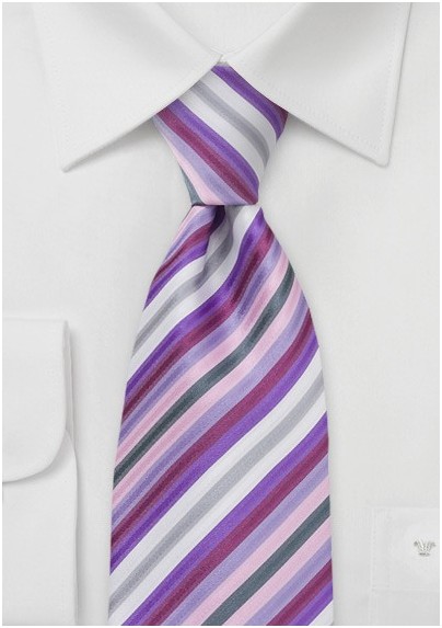 Lavender Purple Striped Kids Tie