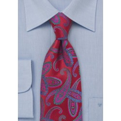 Modern Red Paisley Tie