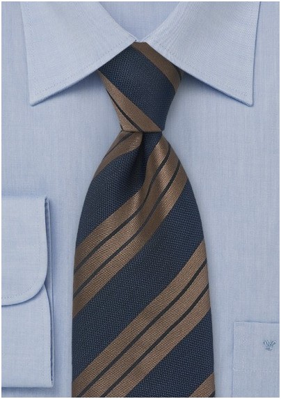 Patterned Navy and Bronze Tie 