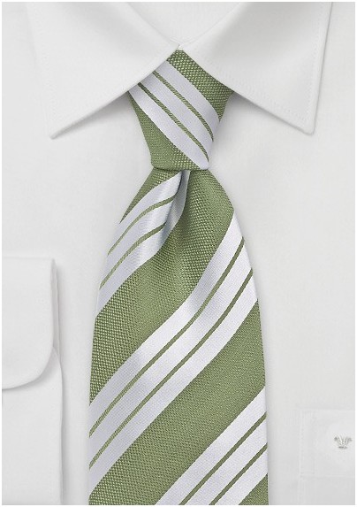 Sage Green and Silver Tie