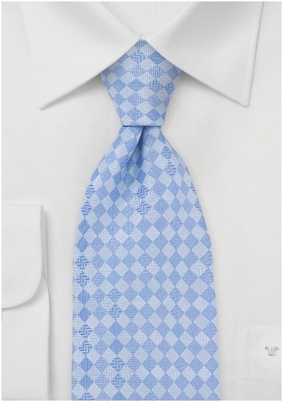 Diamond Patterned Tie in Soft Blues