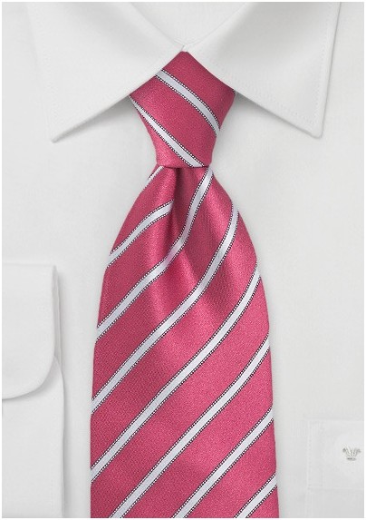 Pink and Light Silver Striped Tie