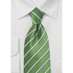 Organic Green and White Striped Tie