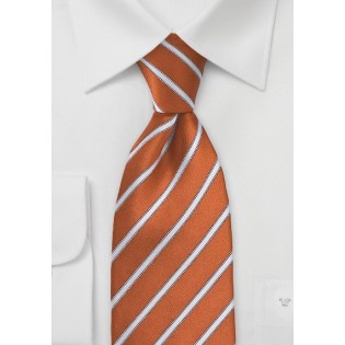 Burnt Orange and White Striped Tie